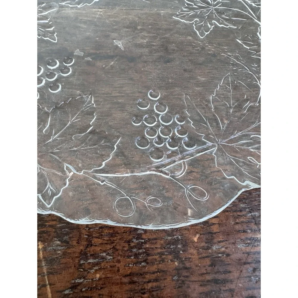 Vintage Mikasa‎ Grape Leaf Platter Clear Glass Serving Plate OS Cottagecore